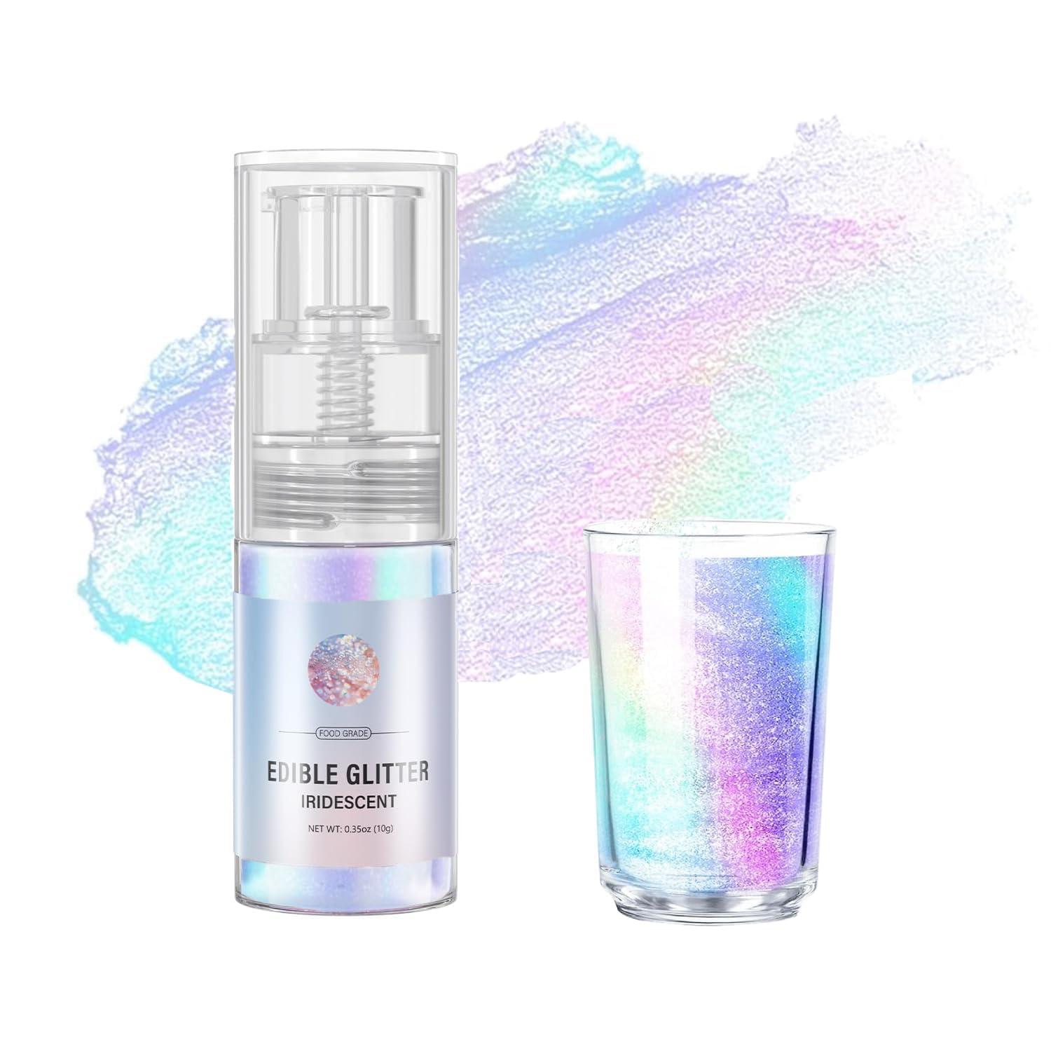 Iridescent 10g Edible Glitter Spray for Drink, Food Grade Luster Dust, Edible Glitter for Cocktails, Edible Shimmer Powder for Cupcakes, Strawberries, Chocolate
