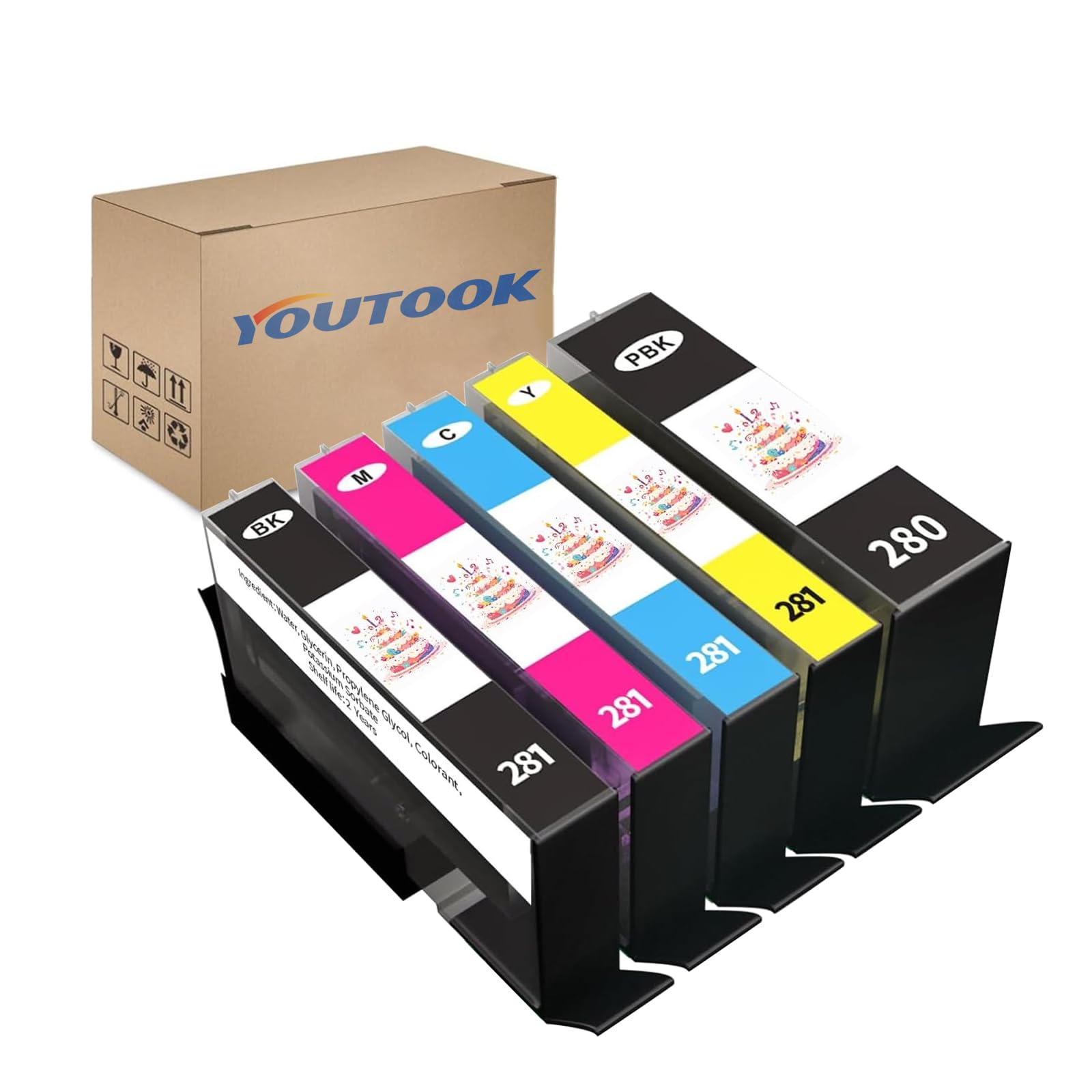 YOUTOOK PGI-280XXL CLI-281XXL Ink Cartridges, Printer Work with PIXMA TS6120 TS6220 TS6320 TS8120 TS8220 TS8320 TR7520 TR8520 TR8620 TS9120 TS9520 TS9521C TS702 Printer