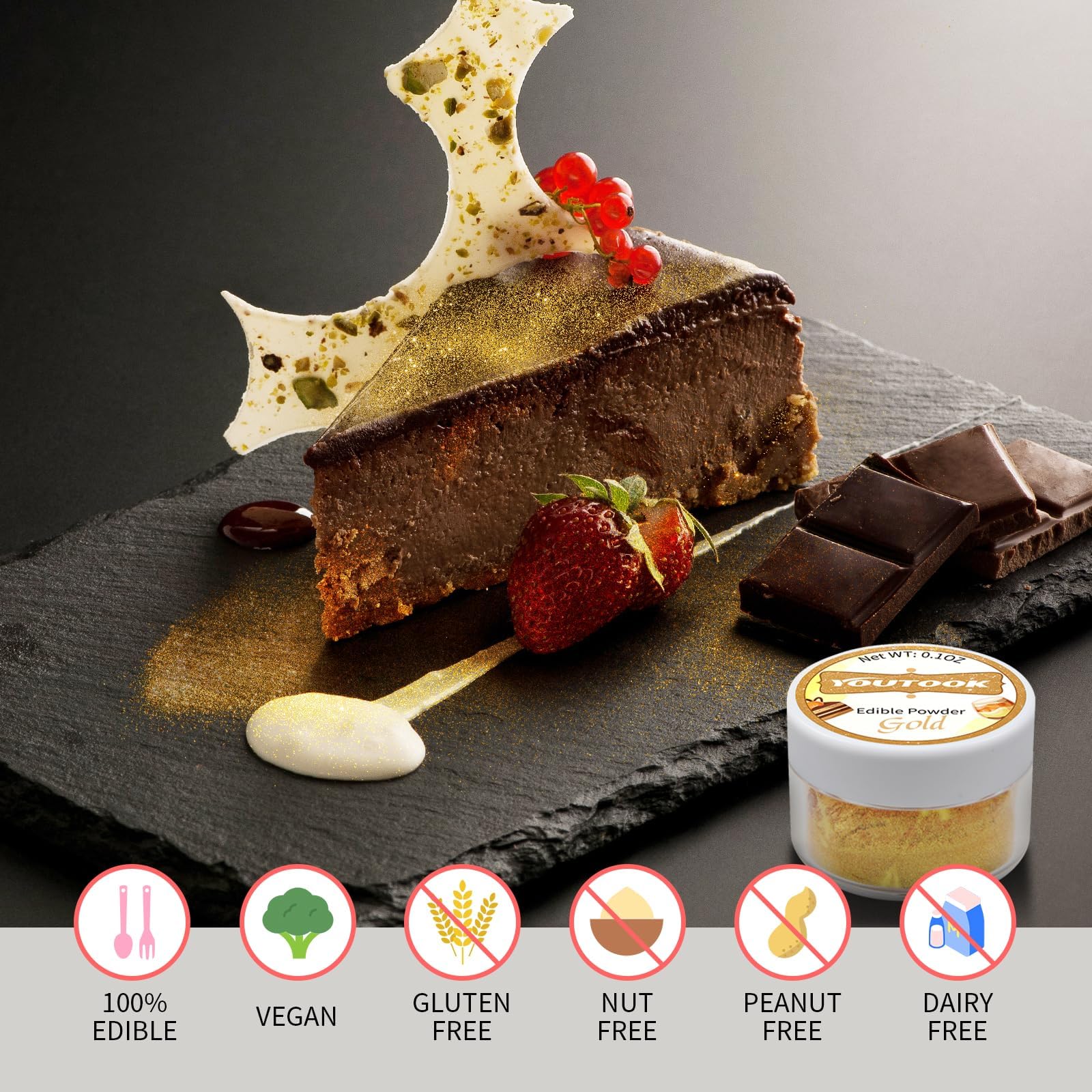 Edible Glitter for Cocktails, 10 Colors Easter Luster Dust Edible for Drinks, Food Grade Dusting Powder for Cake Decorating, Eggs, Fondant, Strawberries, Cupcakes, Candy