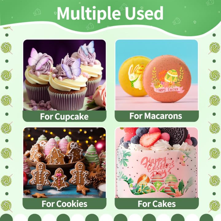 Edible Paper, Frosting Sheets A4 Size with 120pcs Wafer Butterflies, Icing Sheets for Cakes Printable, Edible Image Paper, Sugar Sheet for Cupcake Toppers, Cake Decorations